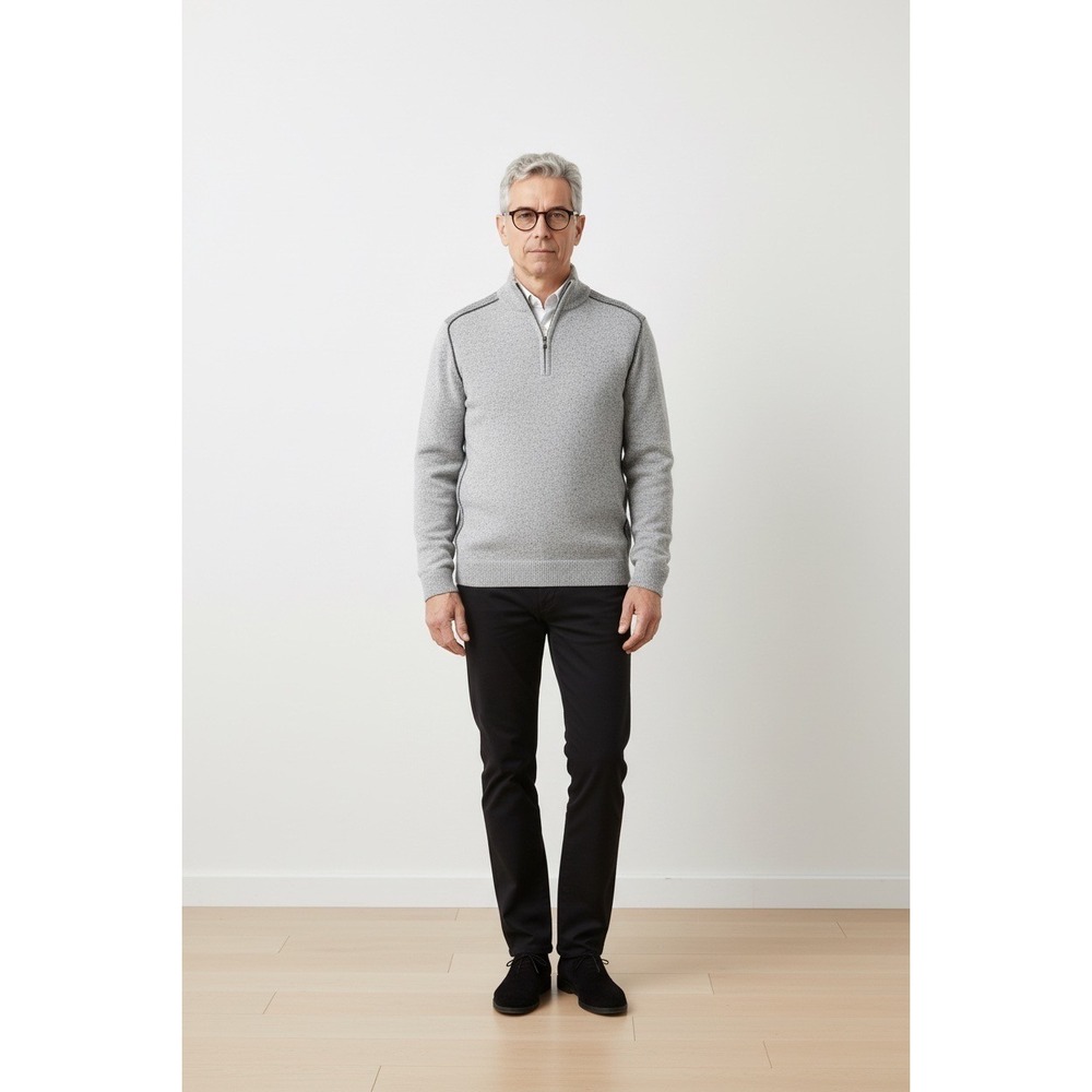XRAY JEANS Mens Pullover Sweater 1/4 Zip Mock Neck Light‎ Grey Marble Size L NWT